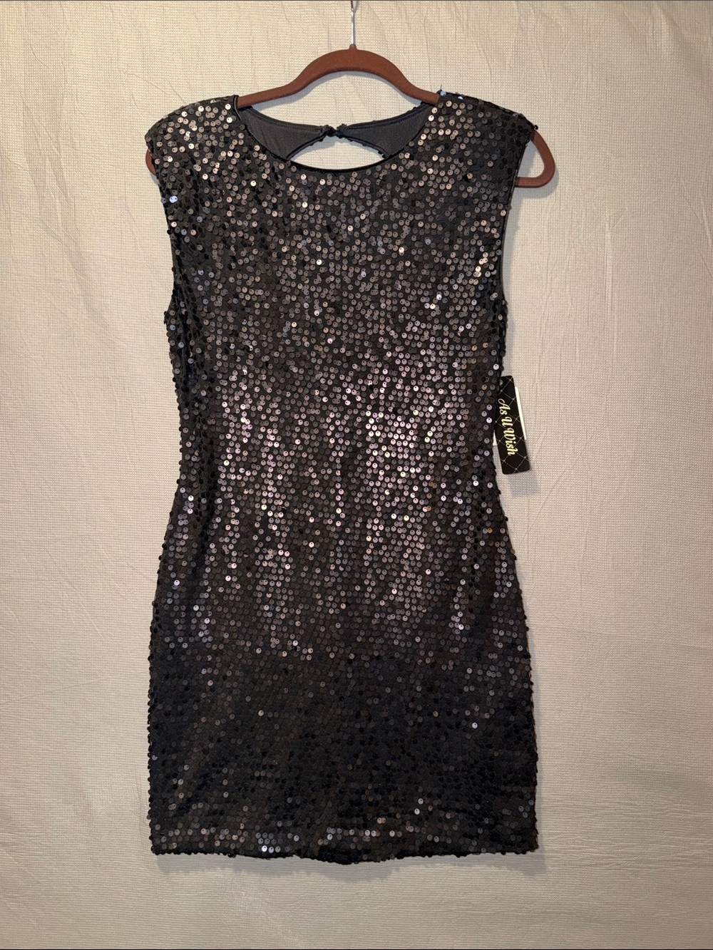 As U Wish Black Sequin Mini Dress